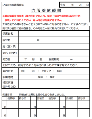 内服薬依頼書